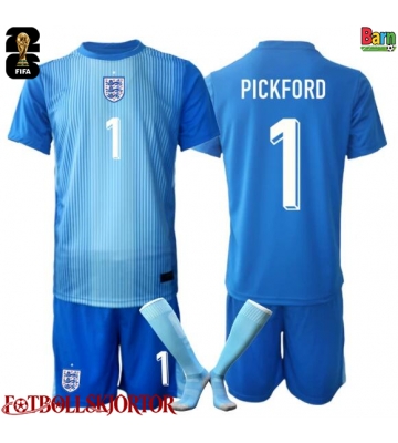 England Jordanien Pickford #1 Målvakt Hemmakläder Barn VM 2026 Kortärmad (+ Korta byxor)